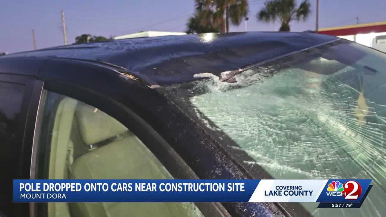 Pole falls on cars near Lake County roundabout work — WESH 2 Orlando, Austin Community news