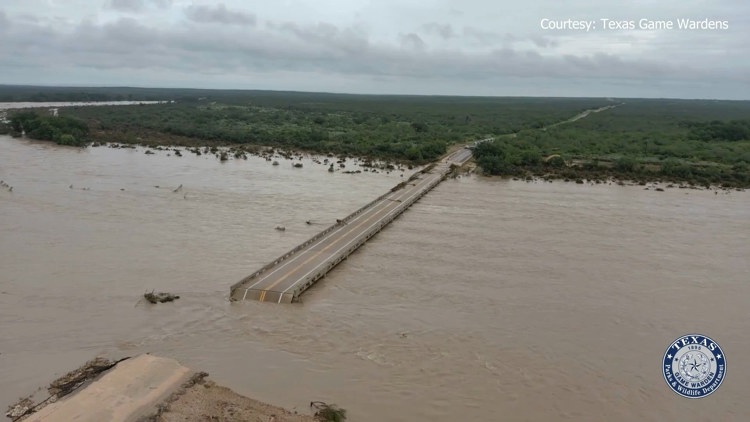 Aerial view of flooded Texas landscape after July rains